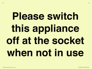 Please switch this appliance off at the socket when not in use
